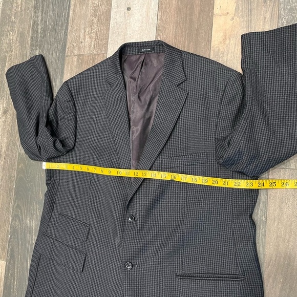 Pronto Uomo Platinum Men's 100% Wool 2 Button Black Gray Check Jacket 44 Short - Picture 7 of 11